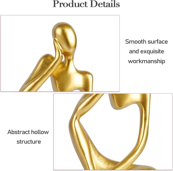 Abstrakt skulpturstatue i svart harpiks i Thinker-stil, samleobjekt
