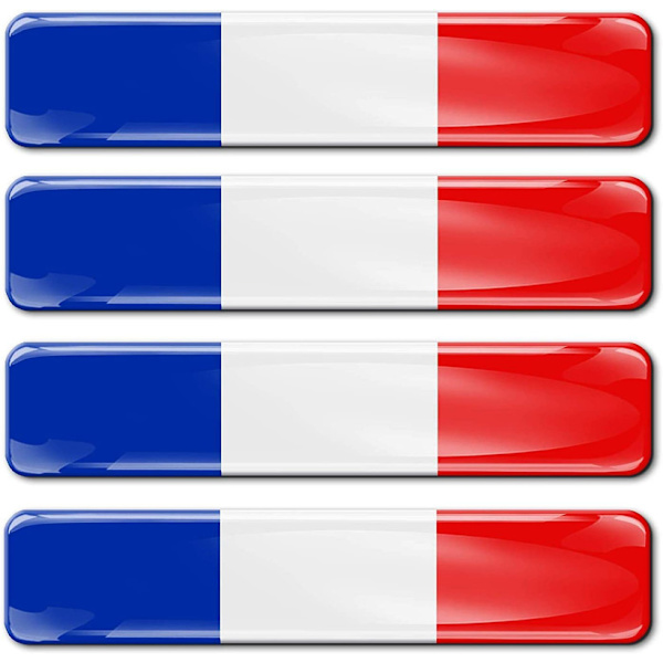 4 x 3D Fleksible Klistermærker Nationalflag Frankrig