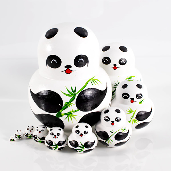 Nesting Dolls (Panda), 10 stycken, Matryoshka Ryska Dockor