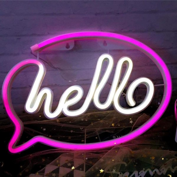Neon skilt, Hello Neon Lights LED Neon Lights Soveværelse USB eller Batter