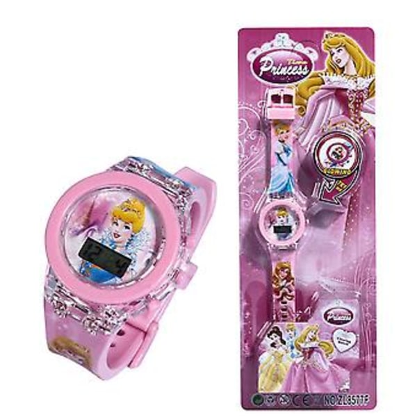 Kids Cartoon Wrist Watch Spiderman Frozen Elsa Flashing Light Watches Gift For Boys Girls( Princess)