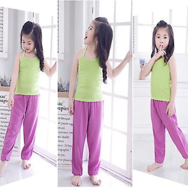Barn Pojkar Flickor Solid Lösa Långa Byxor Yoga Dans Bloomers Aladdin Byxor (3-4 År)