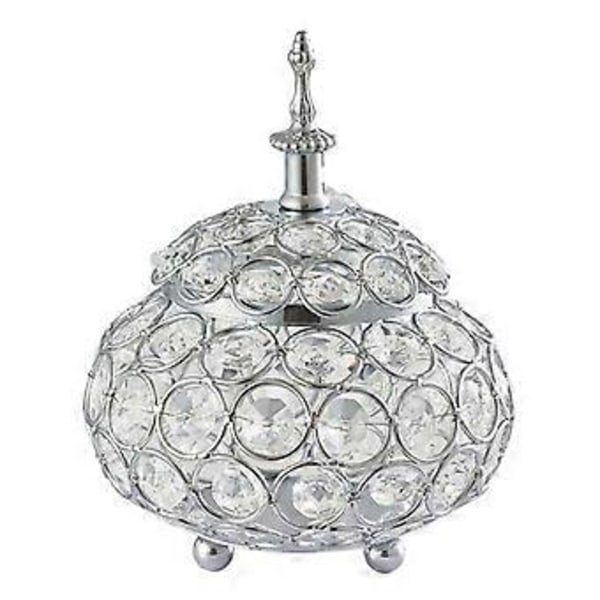 Utskjuten Kristall Värmeljushållare/Ljuslykta Hem Bord Ljusstake för Bröllop Moderna Mittpunkter för Alla Hjärtans Dag (Silver)