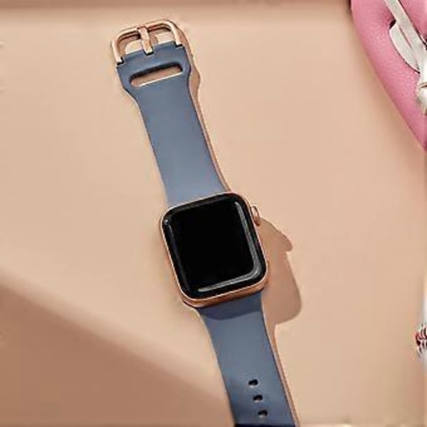 Yhteensopiva Apple Watch -rannekkeiden kanssa 41 mm 40 mm 38 mm, Pehmeä silikoninen urheiluranneke, korvaava hihna klassisen lukon kanssa iWatch Series SE 7 6 5 4 3 2