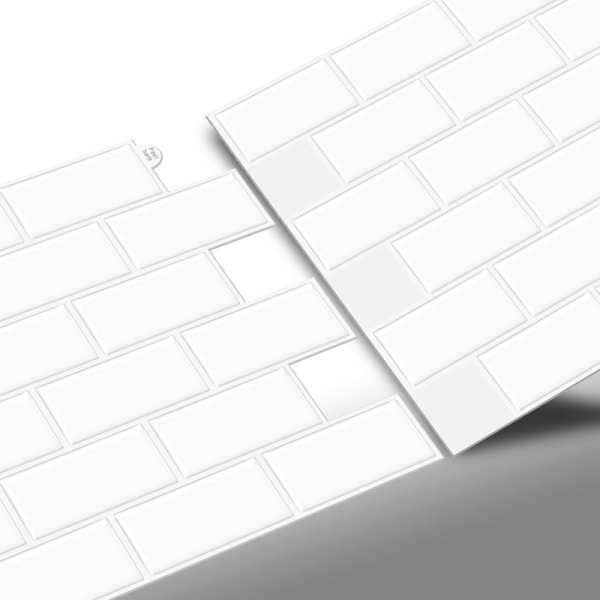 Kreativa tredimensionella 3D-klistermärken, vita tegelstenar, 12 * 12 tum