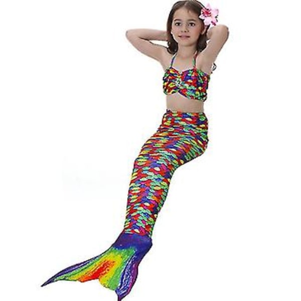 Barnens Baddräkt Flickor Sjöjungfru Svans Bikini Set Baddräkt Baddräkt (9-10 År Multi)