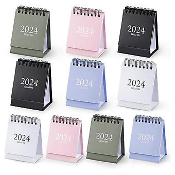 10 stk Mini Skrivebords Kalender 2024, Mini Skrivebords Kalender 2023-2024 - Går fra okt 2023 til des 2024, S