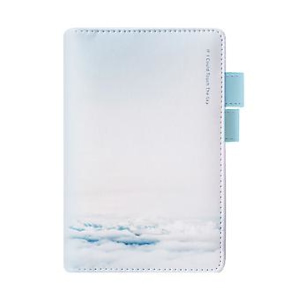 Premium PU notesbog A6 blå til Sky Cloud 128 ark håndbog gaver til piger Wo( Lyseblå)
