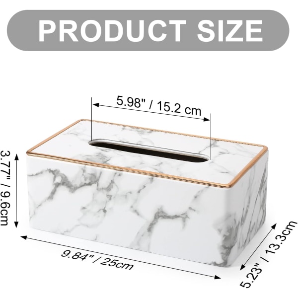 Rektangulär läder servettbox (grå marmor)