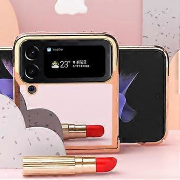 Pinnoituskehyskotelo yhteensopiva Samsung Galaxy Z Flip 4:n kanssa, kova PC-peilimeikkikotelo saranasuojalla
