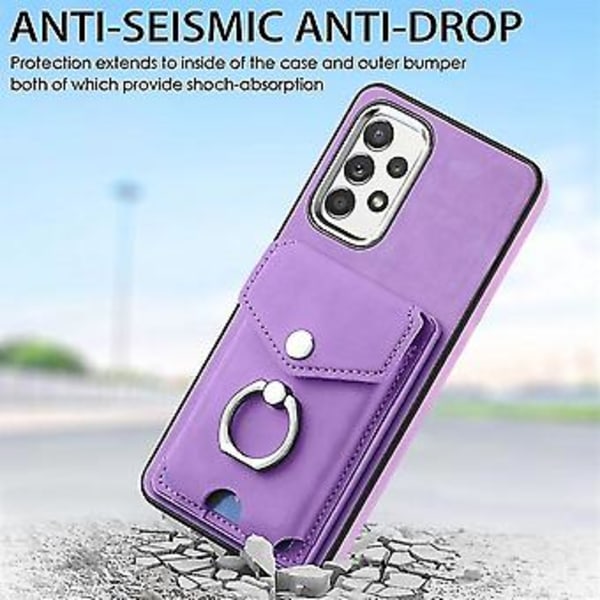 For Samsung Galaxy A53 5g Elektroplettering Skin-følelse Lær Ring Kort Lommebok Telefonveske (svart) (lilla)
