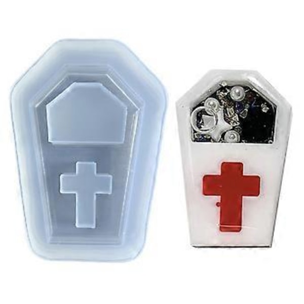 Halloween Kiste Resin Form Kors Kiste Flydesand Form Resin Kunst Håndværk DIY Håndlavet Smykkefremstillingsværktøj Silikoneform