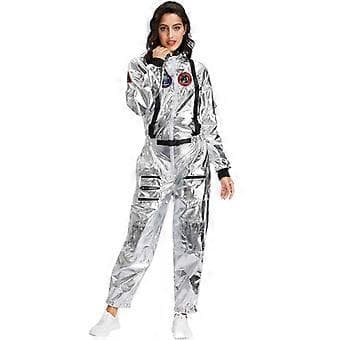 Rymdastronaut Cosplay Uniform Män Kvinnor Halloween Karneval Performance Kostym (L Kvinnor)
