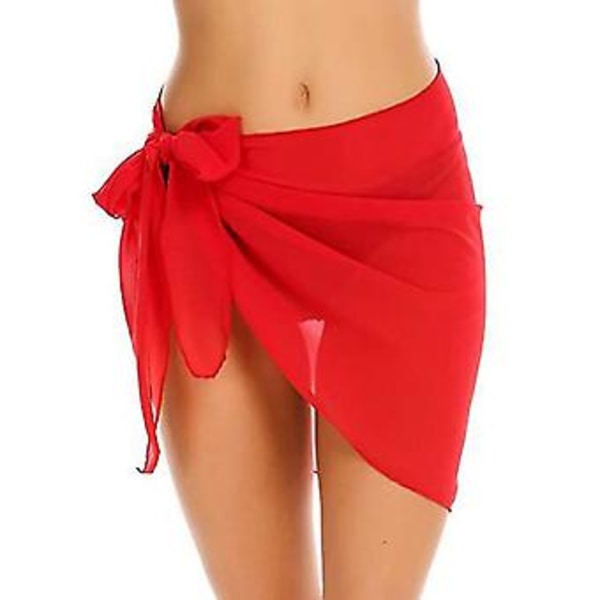 Strand Sarong Kimono Badkläder Omslag För Kvinnor Andningsbar Snabbtorkande Sarong Kjolar (208*50cm Röd)