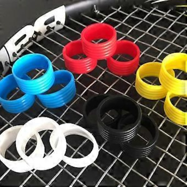 4 stk Tennis Racket Grip Fix Ringer Myke Silikon Elastiske Racket Håndtak Gummiring Sportsutstyr (Macaron Pulver)