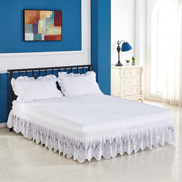 (Queen 150*200+38 cm) Amerikansk elastisk sengekant, prinsesse stil sengeteppe, ensfarget sengeelastisk