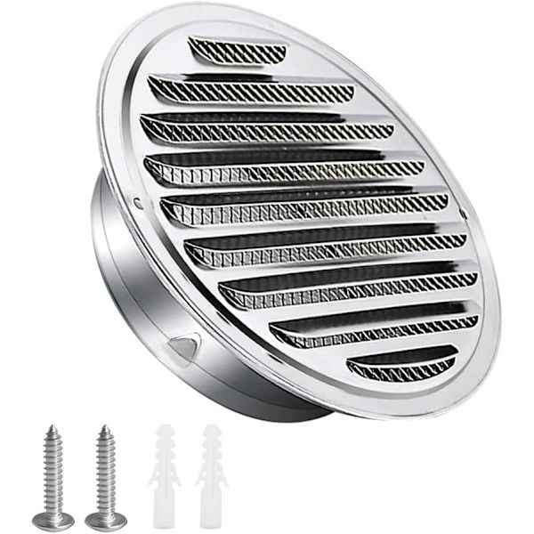 Rustfrit ventilationsgitter i rustfrit stål 100mm med skruer og dyvler Vejrbeskyttelse Lameller w