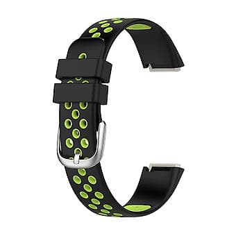 For Fitbit Luxe Silikonrem (Svart Limegrønn)