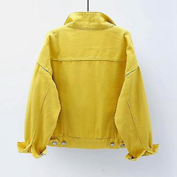 Damjacka med lång ärm i denim, varm och ytterkläder (XL Gul)
