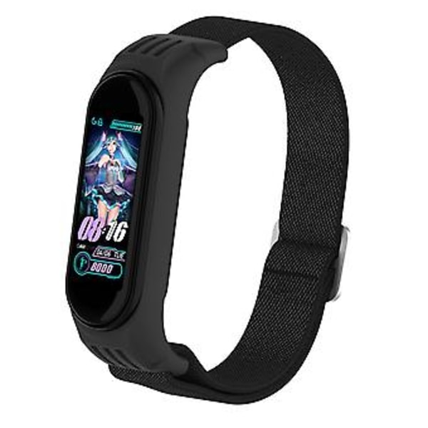 For Xiaomi Mi Band 3 / 4 / 5 Twill 8-formet spenne armbånd (Svart)