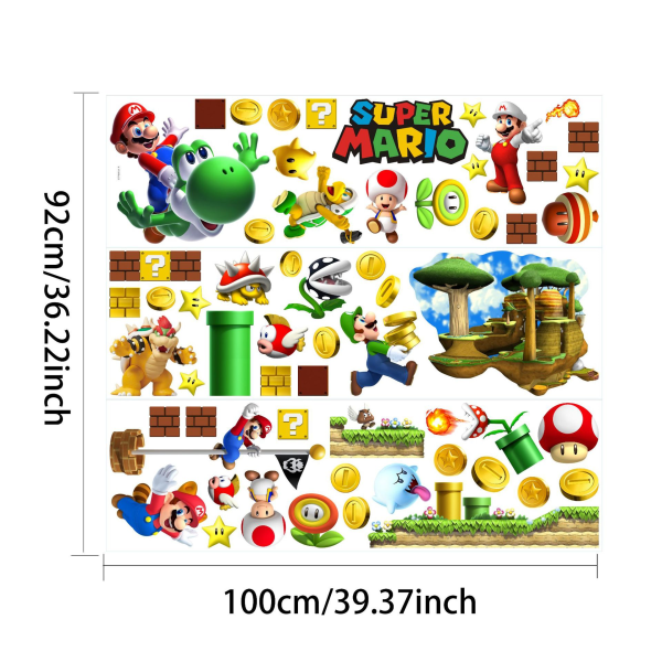 Mario klistermærke 100 * 92cm automatisk syntese vægmaleri ny kreativ c