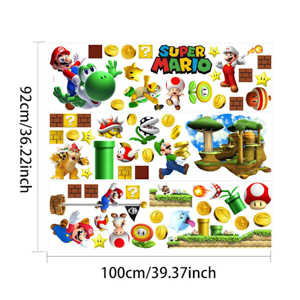 Mario klistremerke 100 * 92cm automatisk syntese veggmaleri ny kreativ c