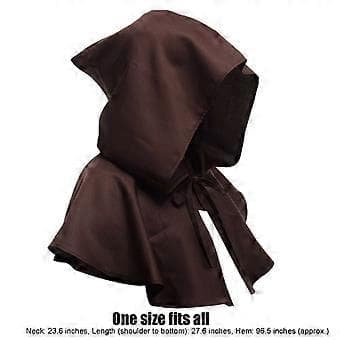 Cosplay Kostyme Kappe Middelalder Hette Cape Kappe Heks Munk Prest Hatt (brun)