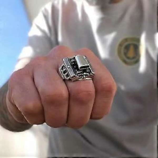 Håndlavet V8 Motor Ring, Sjov Miniature V8 Motor Design, V8 Motorblok Ring (10)