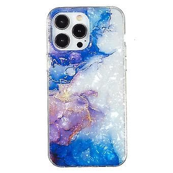 For iPhone 15 Pro Imd Shell Mønster TPU Telefonveske (Himmelblå Lilla Marmor)