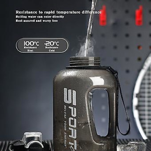 1700ml/2500ml Stor Vattenflaska med Skala Mode Stor Sportflaska för Träningspass(2500Ml Vit)