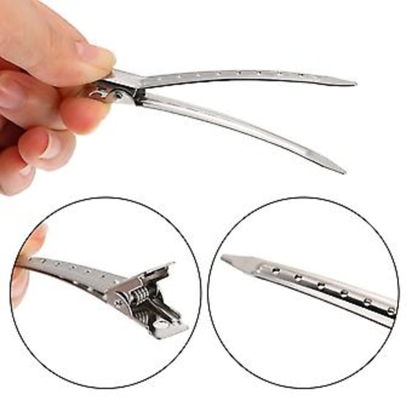 JUSCH 3,5 tum Anka Näbb Hårclips Metall Alligator Lockar Clips Sektionering Clips med Hål (24 stycken),WZ-470R