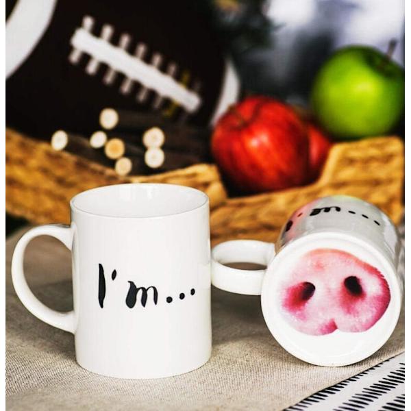 Kreativ rolig mugg, keramisk grisnäsa kaffekopp tekopp nyhet hem