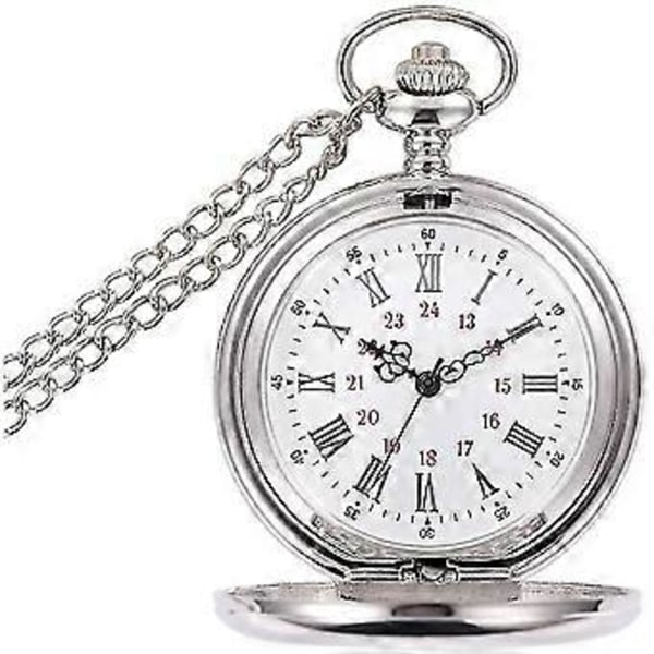 Lommeur Vintage Glat Quartz Klassisk Til Mænd Kvinder (Sølv)
