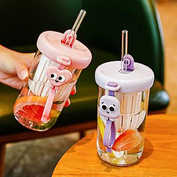 (20% ALENNUS!) 500ml Kannettava Vesipullo Pillillä Urheilu Juomapullo Tytölle Söpöt Mukit (Pinkki)