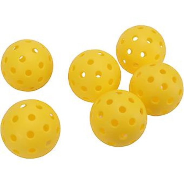 6-pack Plast Pickleball Set med Hål Hål Hål Gul Standard Utomhusträning Picklball med Hål Hål Hål Gul