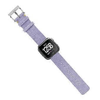 Delikat lærredsrem Smartwatch Erstatningsrem Kompatibel med Fitbit Versa (Lilla)