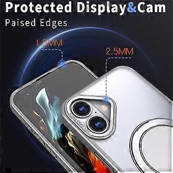 Kompatibelt for iPhone 16 telefondeksel ringstativ bakdeksel kompatibelt med MagSafe (Grå)
