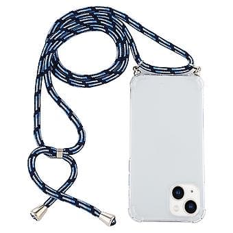 TPU-fodral med snodd för iPhone 15 Plus (Blå Vit)
