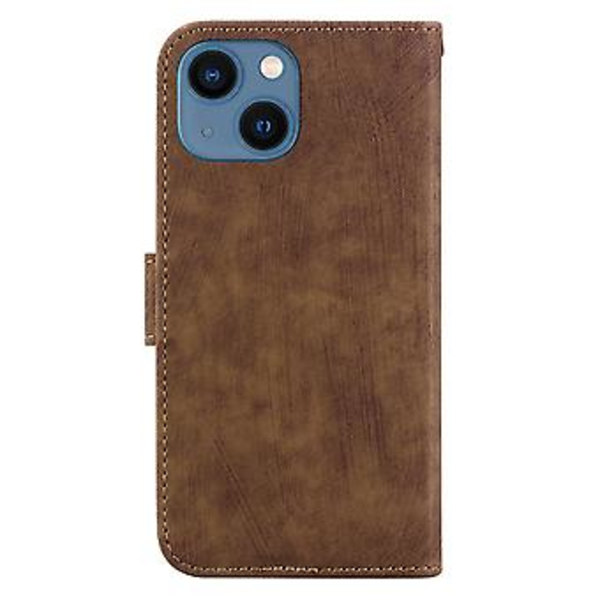 Präglad Läderfodral för iPhone 15 (Brun)