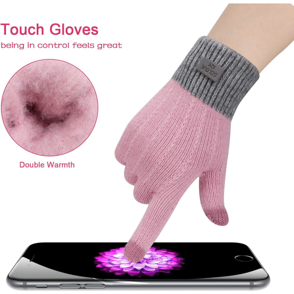 Kvinders Touch Screen Strikkede Vinterhandsker, Strikkede Elastiske W