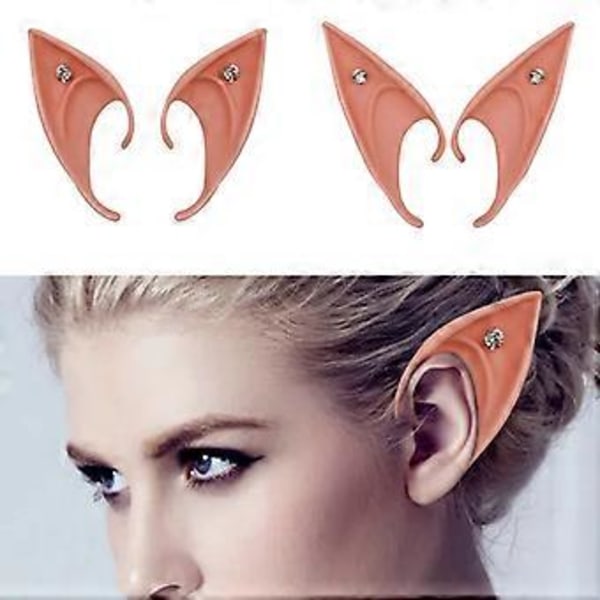 1 Pari Tonttukorvat Realistiset Korkea Simulaatio Pehmeät Lava Rekvisiitta Halloween Cosplay Silikoni Tonttukorvat Prom QinHai(One Size C )