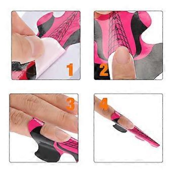 100 st Nagelformar för Nagel Förlängning UV Builder Papper Bricka Nagelkonst Tillbehör