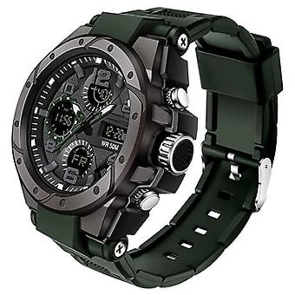 Militære ure til mænd, vandtætte sports taktiske digitale armbåndsure til mænd (Grøn)