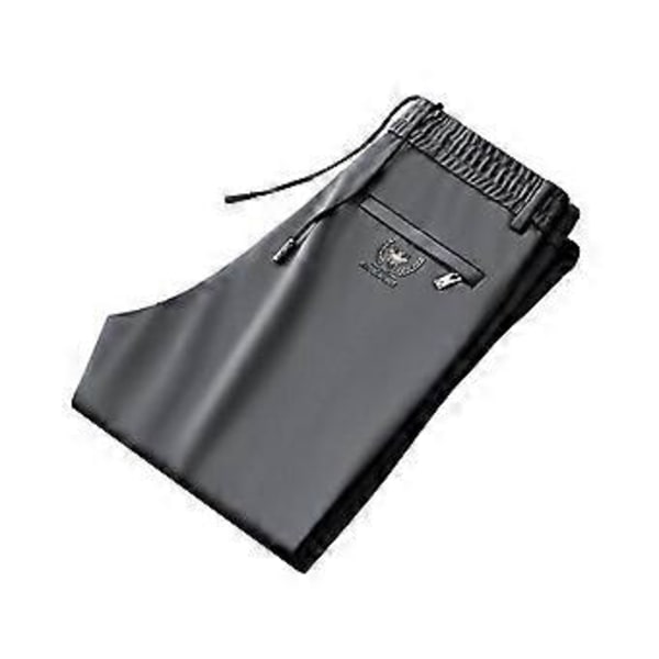 Herrebukser Løse Lige Snøre Elastisk Talje 2 Sidelommer Ensfarvet Åndbar Blød Fuld Længde Afslappede Joggingbukser Hverdagsbukser (4XL grå)