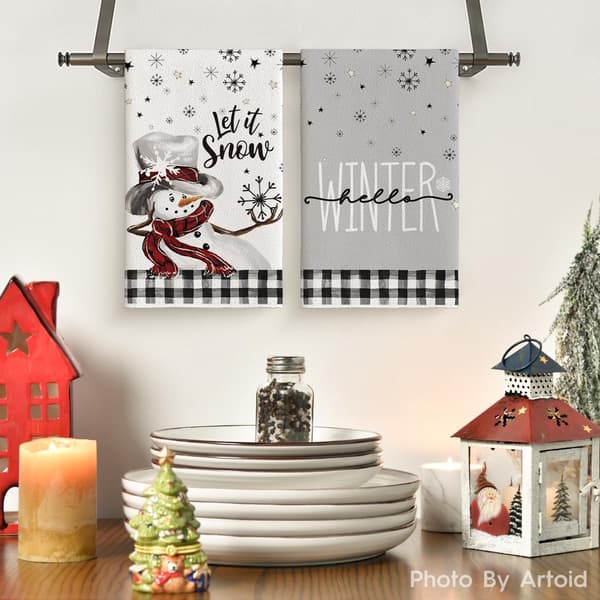 2-delat set med julmönstrade diskhanddukar, 40 x 60 cm disktrasor – stil 18