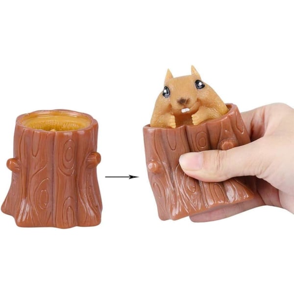 3 PCS Set Squeeze Squirrel Toys Decompression Evil Squirrel Cup,