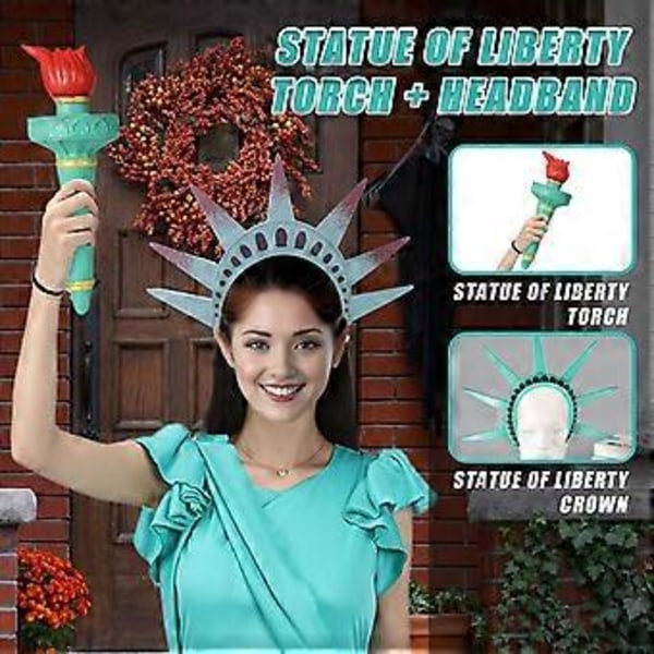 Frihedsgudindens Hårbøjle Krone Fakkel Cosplay Lady Liberty Kostume Tilbehør 4. Juli Uafhængighedsdag Hårbøjle (C)