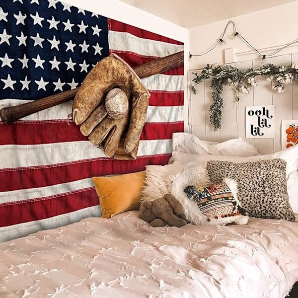 Sports Amerikansk Flagg Veggteppe Henge Inch Baseball Living R
