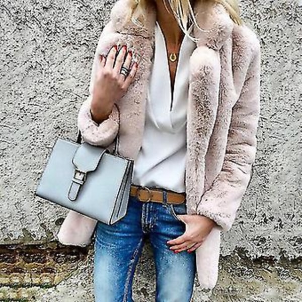 Varm fluffig vinterjacka för kvinnor (2XL Rosa)