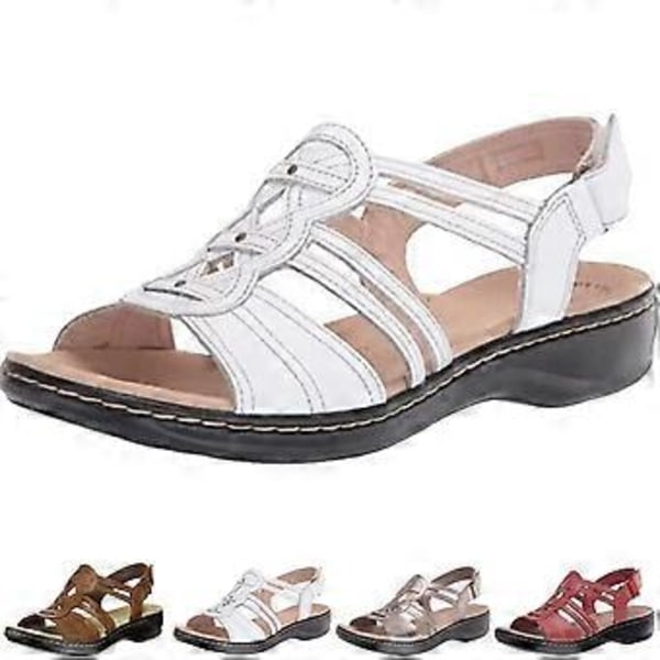Dames Ortopediske Flat Sandaler Komfortable Sko Sandaler Åpen Tå Ortopedisk Flat (40 Rød)